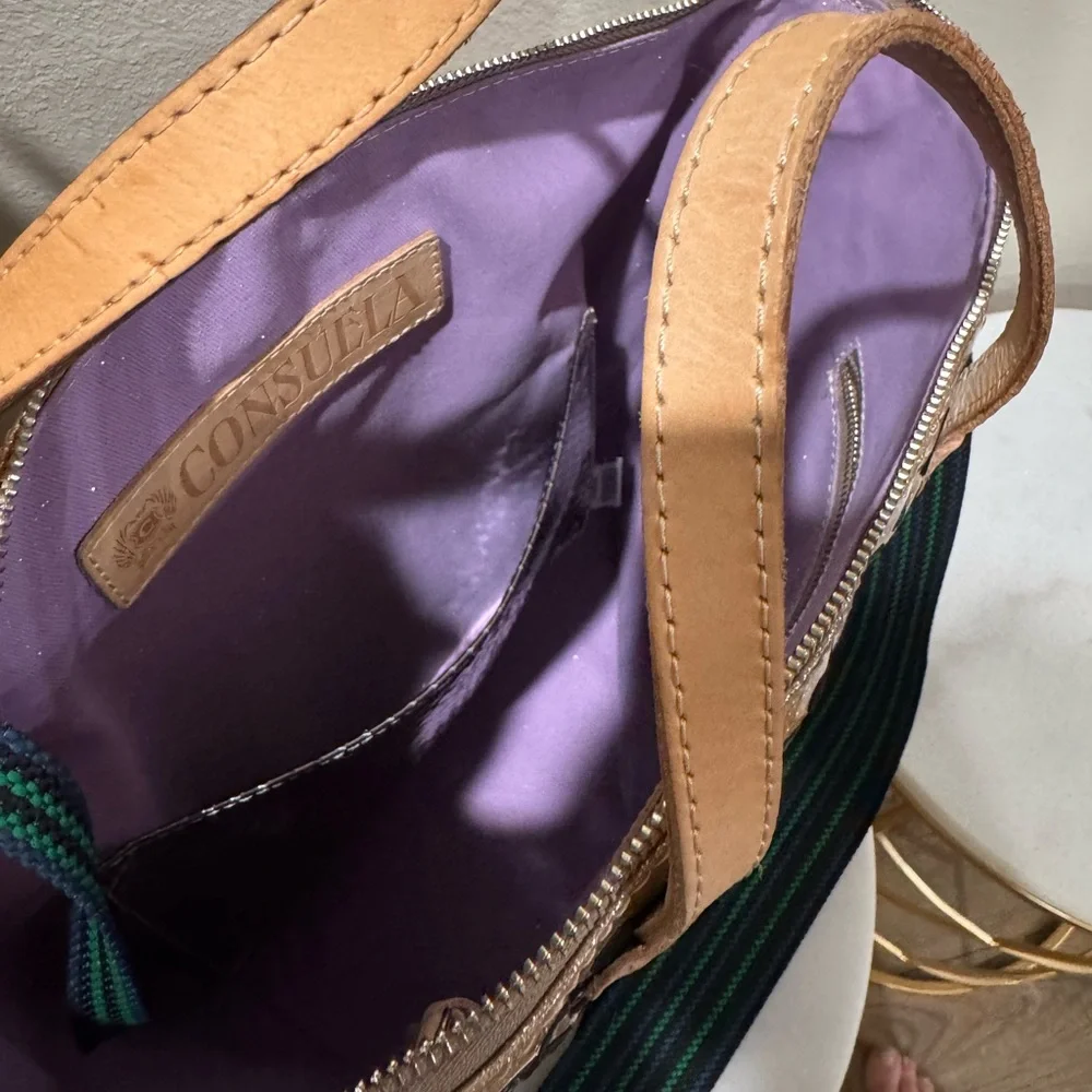 Consuela Leopard Print Tote with Tan and Green Accents - Picture 3 of 12